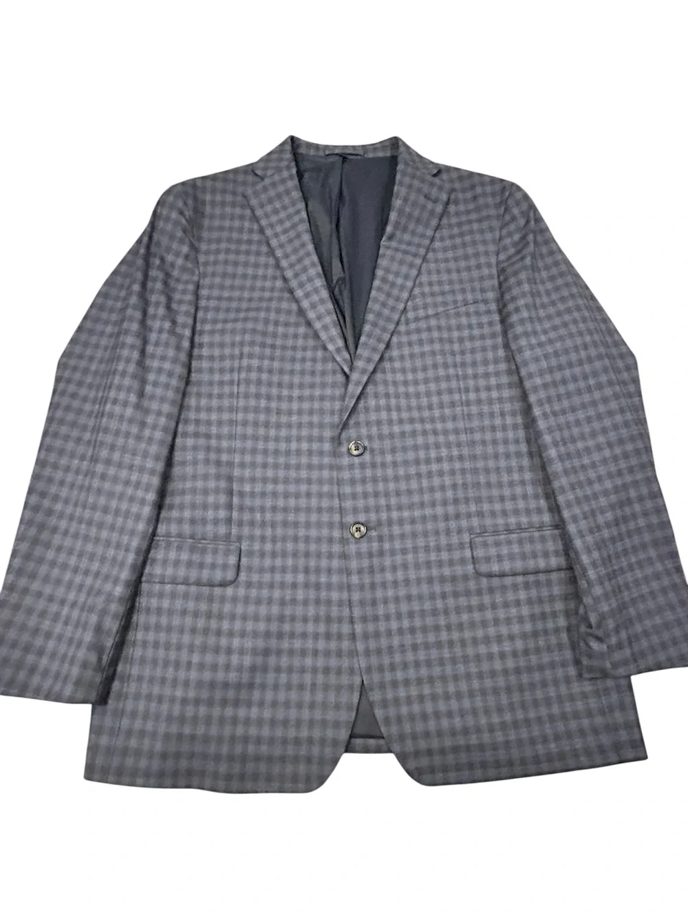 Jos. A. Bank Men's Tailored Fit Blue Check Blazer 46L 70% Wool Blend Fully Lined